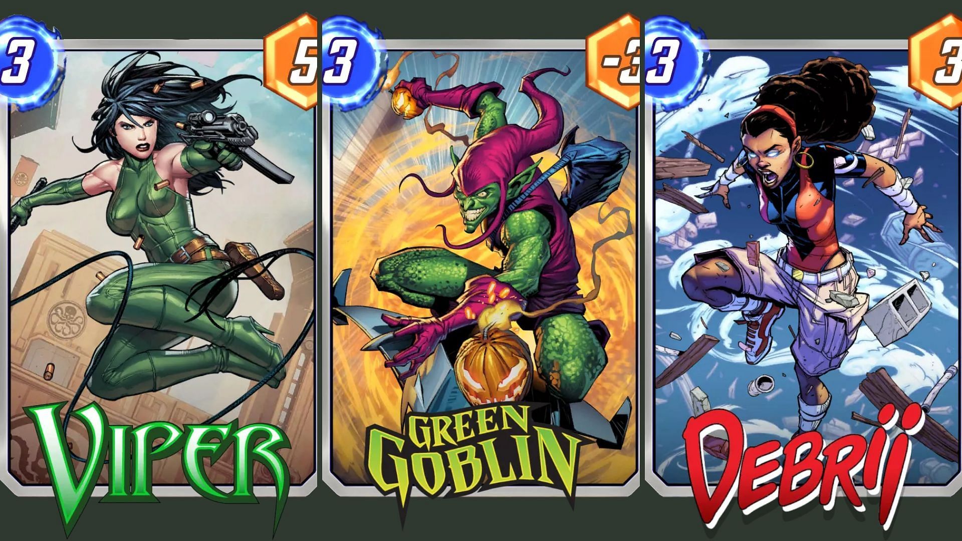This Marvel Snap deck synergy can be improved with Hazmat to apply negative power to the opponent's useless cards in the lanes (Image via Nuverse)